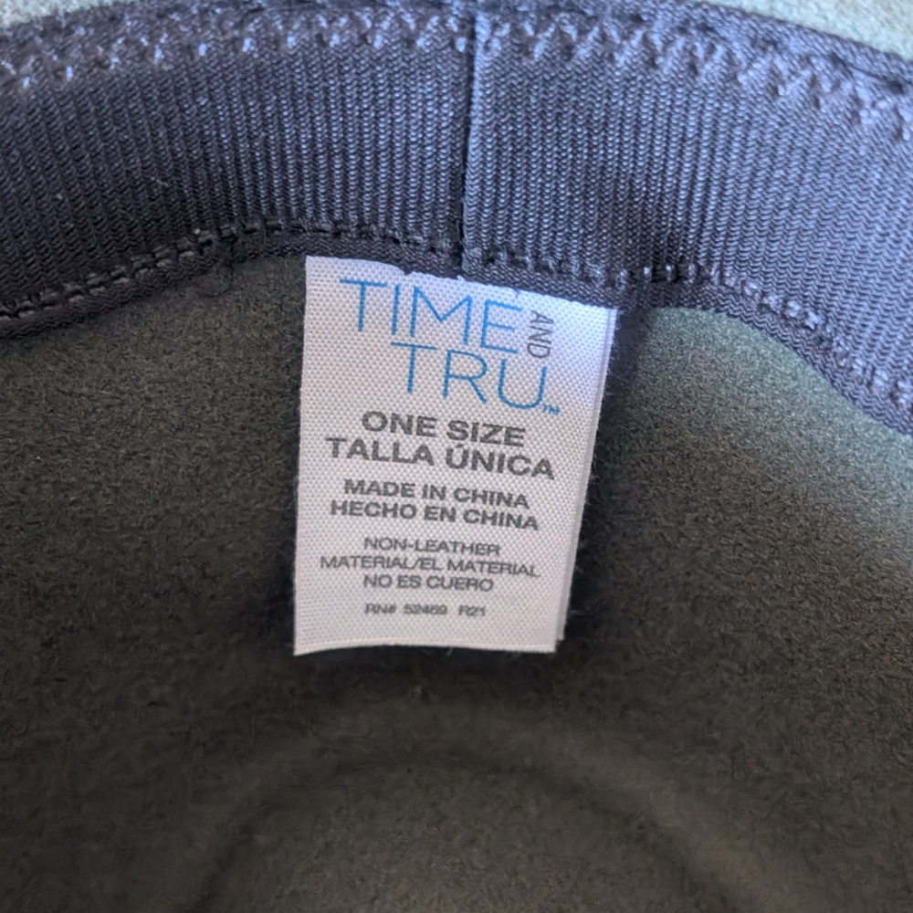Olive Green Fedora Hat w/Black & Silver Band - Picture 9 of 9